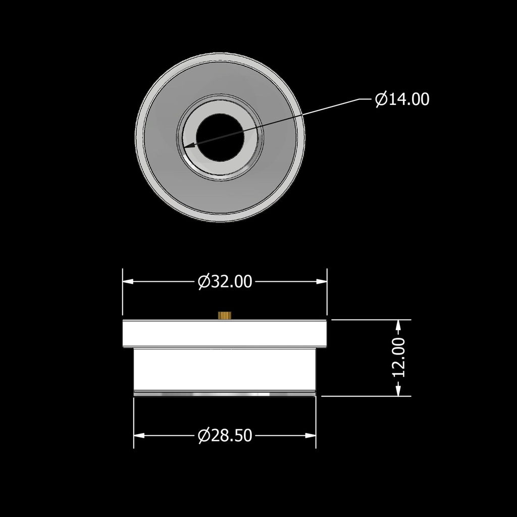 Cybecut Ceramic Ring 32mm Diameter 14mm Thread 2D