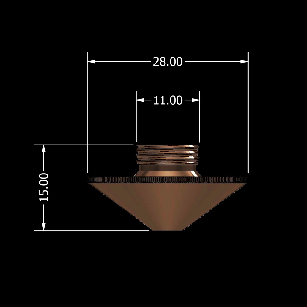 Cybecut Nozzle 1.6 Single 28mm Diameter 11mm Thread 2D